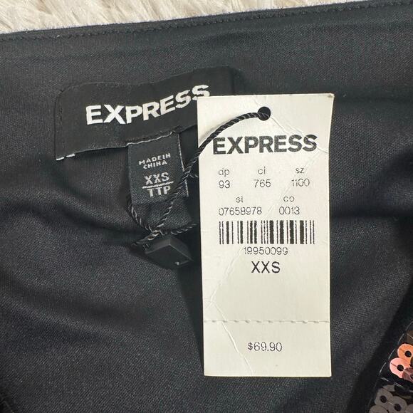 Express Sequin Mini Skirt Pink Black Sz XXS NWT - Picture 3 of 6